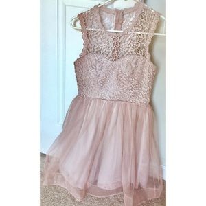Lace Tulle A Line Pretty Pink Homecoming Dress 💗